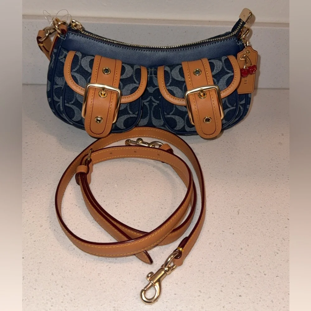 Denim Ashton Bag with Cherry charm...NWOT - Picture 11 of 12